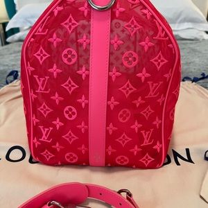 Louis Vuitton, Bags, Louis Vuitton Ss2 Lace Mesh See Through Pink Keepall  50 Newexcellent Condition